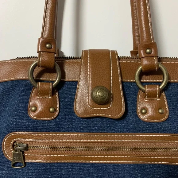 Gap Denim Top Handle shoulder bag w/ Zipper & Magnetic snap Closure - Picture 2 of 9